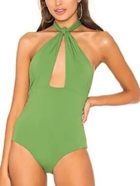 Mara Hoffman Green Halter One-Piece Swimsuit